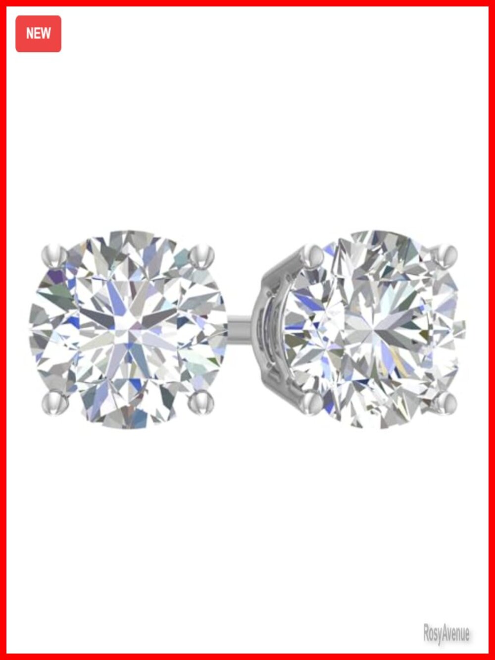 10K White Gold 1/2-5 Carat Lab-Grown Diamond 4-Prong Stud Earrings VS1-VS2